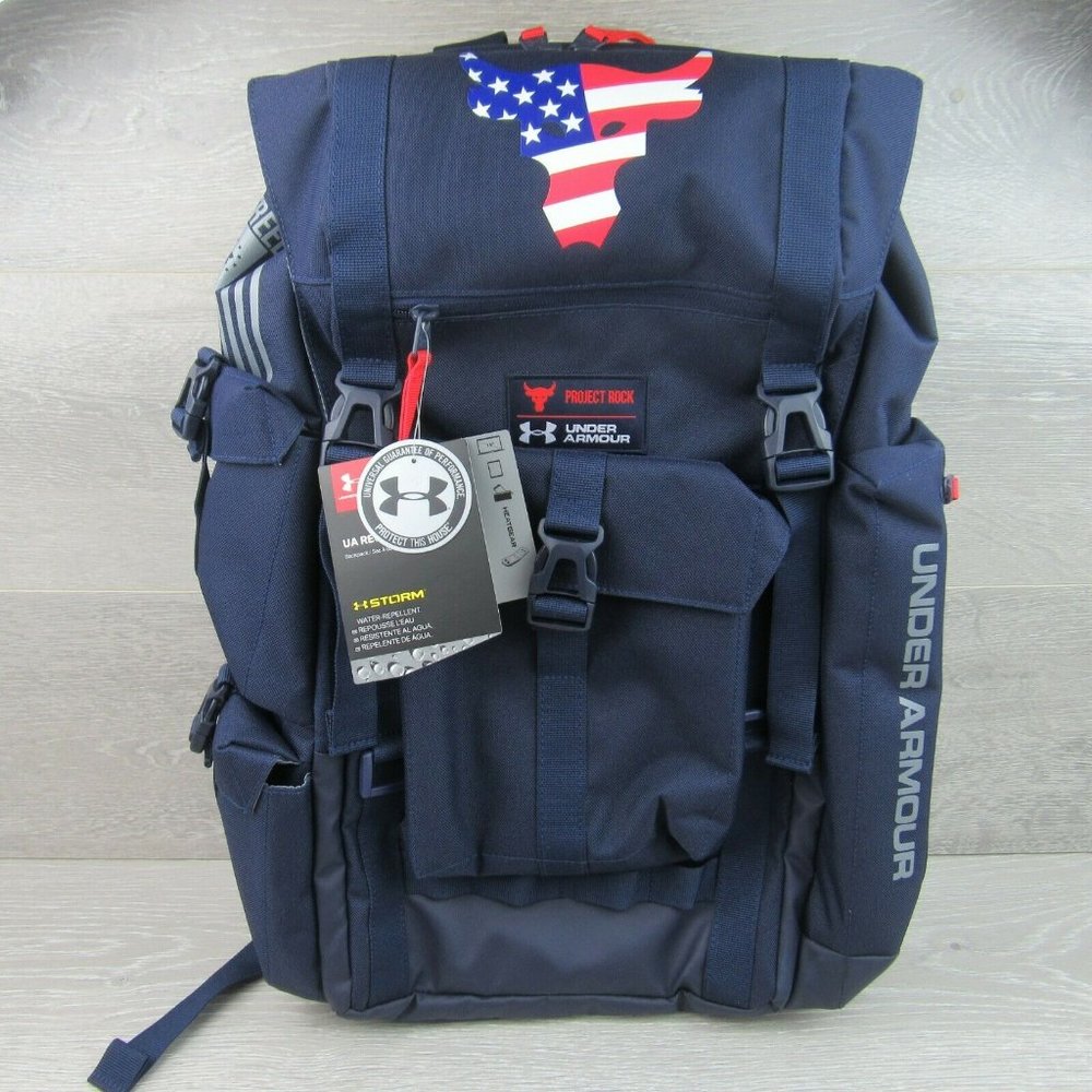 Under Armour Project Rock Navy Regiment Backpack - Picture 5 of 12